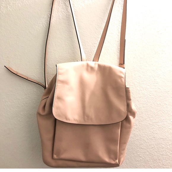 blush pink leather backpack
